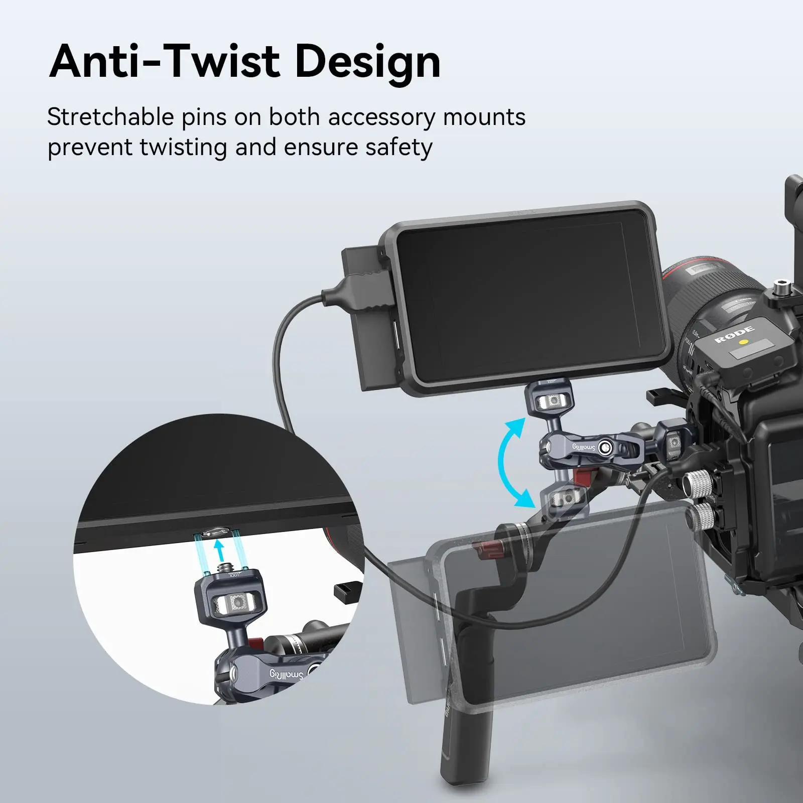 SmallRig-brazo mágico Flexible articulado con tornillos de 1/4 ", montaje de Monitor de campo con cabezal de bola Dual, brazo mágico ajustable 3873