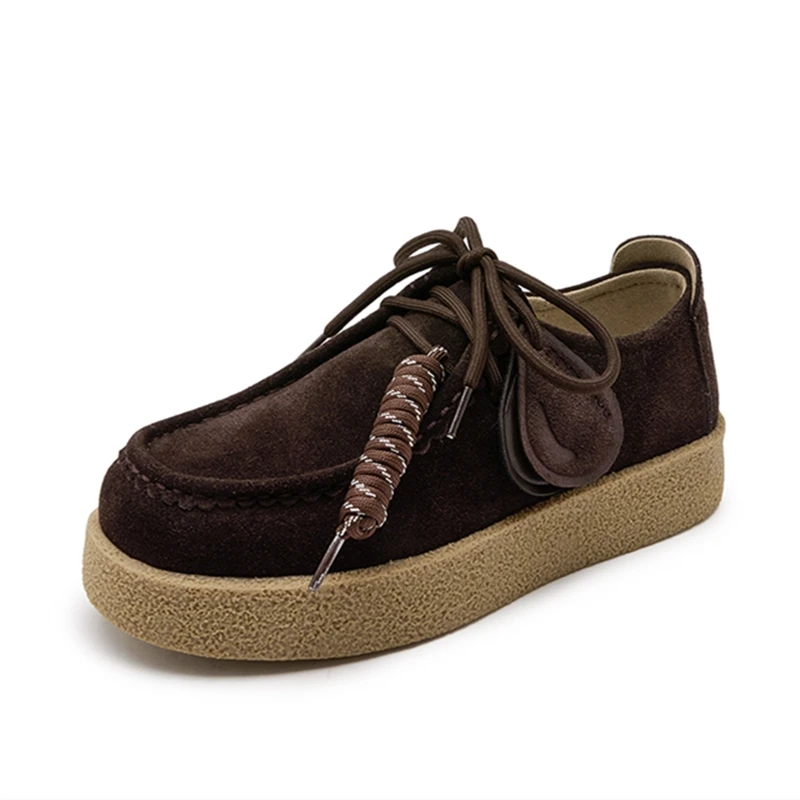 AIYUQI, zapatos de mujer, mocasines de ante de cuero genuino 2026, zapatos de estilo británico con cordones para estudiantes, zapatos clásicos de talla grande para mujer