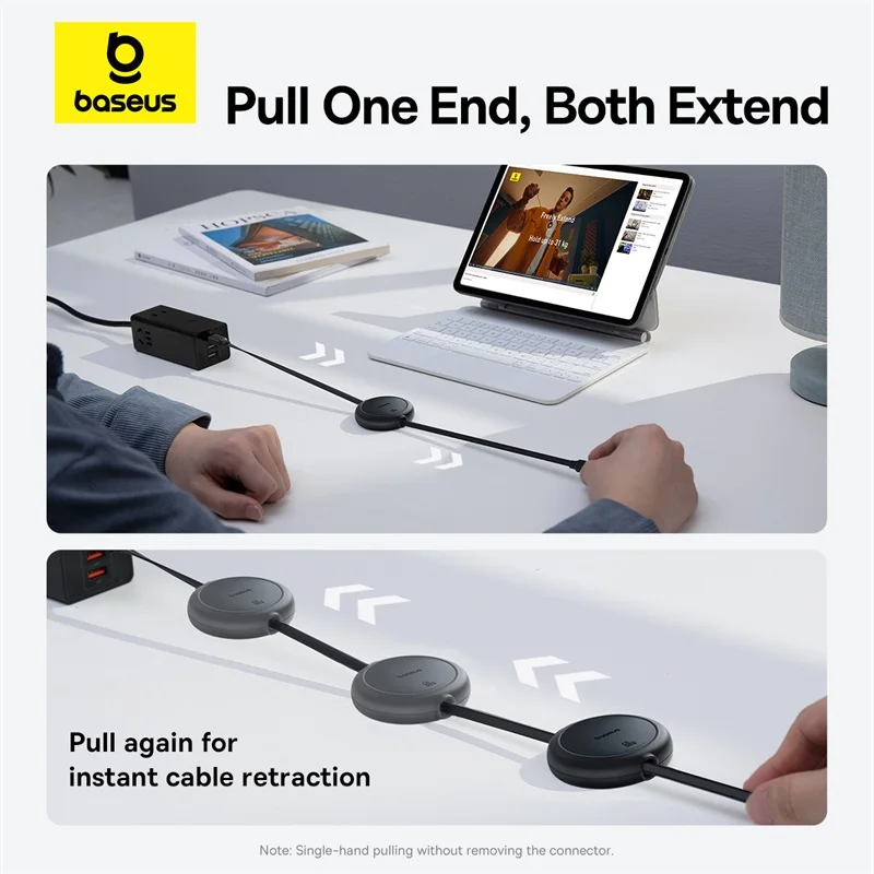 Baesus Cable retráctil USB C de 60W para iPhone 16 15 Plus Pro Max Cable de carga rápida para MacBook iPad Cable tipo C para Xiaomi