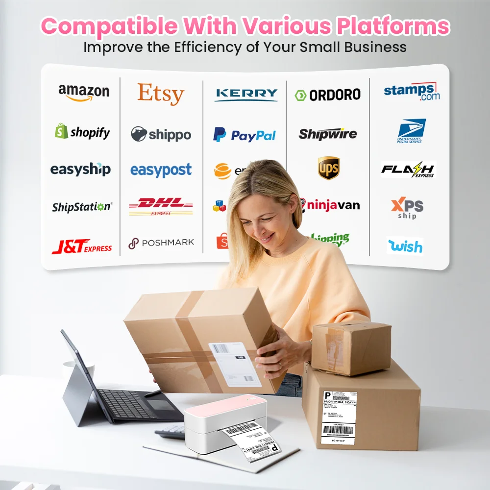 Phomemo 241 Impresora de etiquetas térmica Bluetooth Impresora de etiquetas de envío pequeña inalámbrica 4X6 Compatible con iPhone Android Mac Window