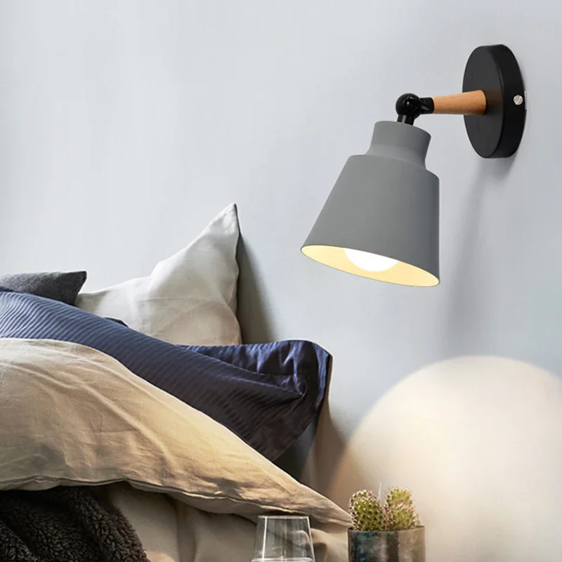 Lámpara de pared nórdica para dormitorio, lámparas de pared LED de madera maciza, lámpara de noche creativa minimalista para sala de estar, pasillo, iluminación decorativa