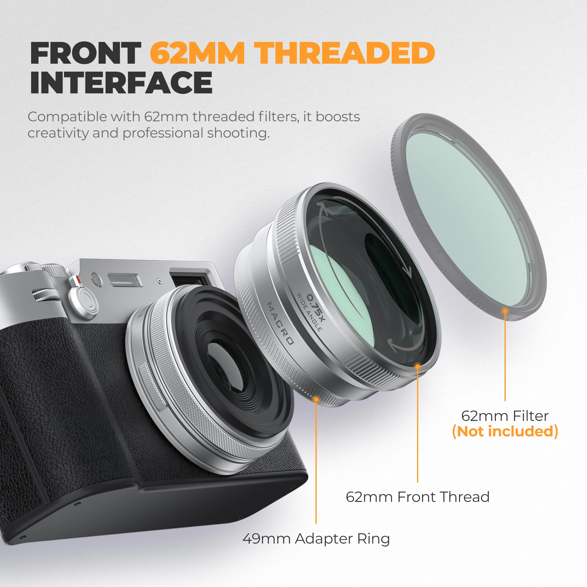 Freewell nuevo estilo 2 en 1 lente de cámara gran angular Macro para cámaras Fuji X100VI y X100V Fujifilm accesorios de fotografía