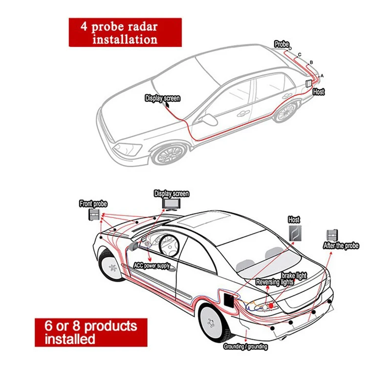 Kit de sensores de estacionamiento para coche, pantalla LCD Parktronic, sistema de Monitor de Radar de respaldo inverso, 4 sensores, 22mm, 12V, Sensor de estacionamiento de 7 colores