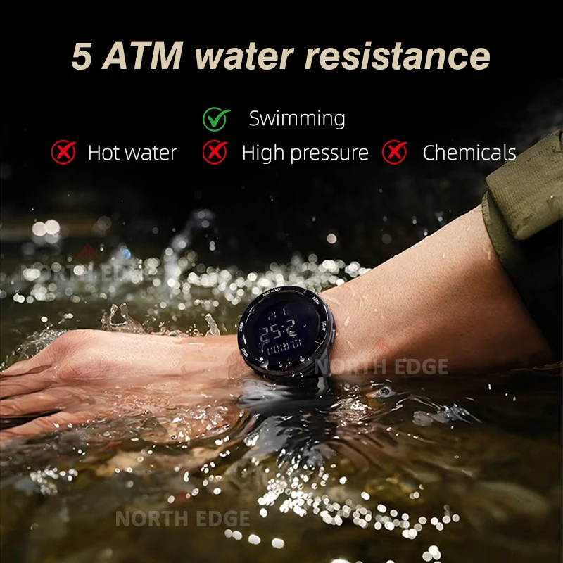 Reloj Digital NORTH EDGE 2026 TERRAX para Hombre, Deportivo, Resistente al Agua 50M, Cronómetro, Cuenta Regresiva, Electrónico