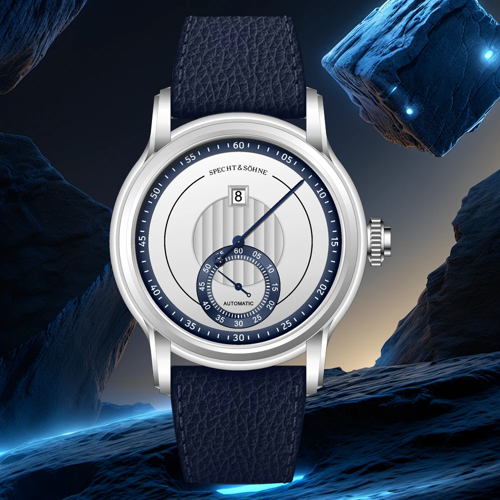 Relojes de pulsera mecánicos automáticos de lujo Specht & Söhne Jump Hour 2026 para hombre, con cristal de zafiro y acero inoxidable.