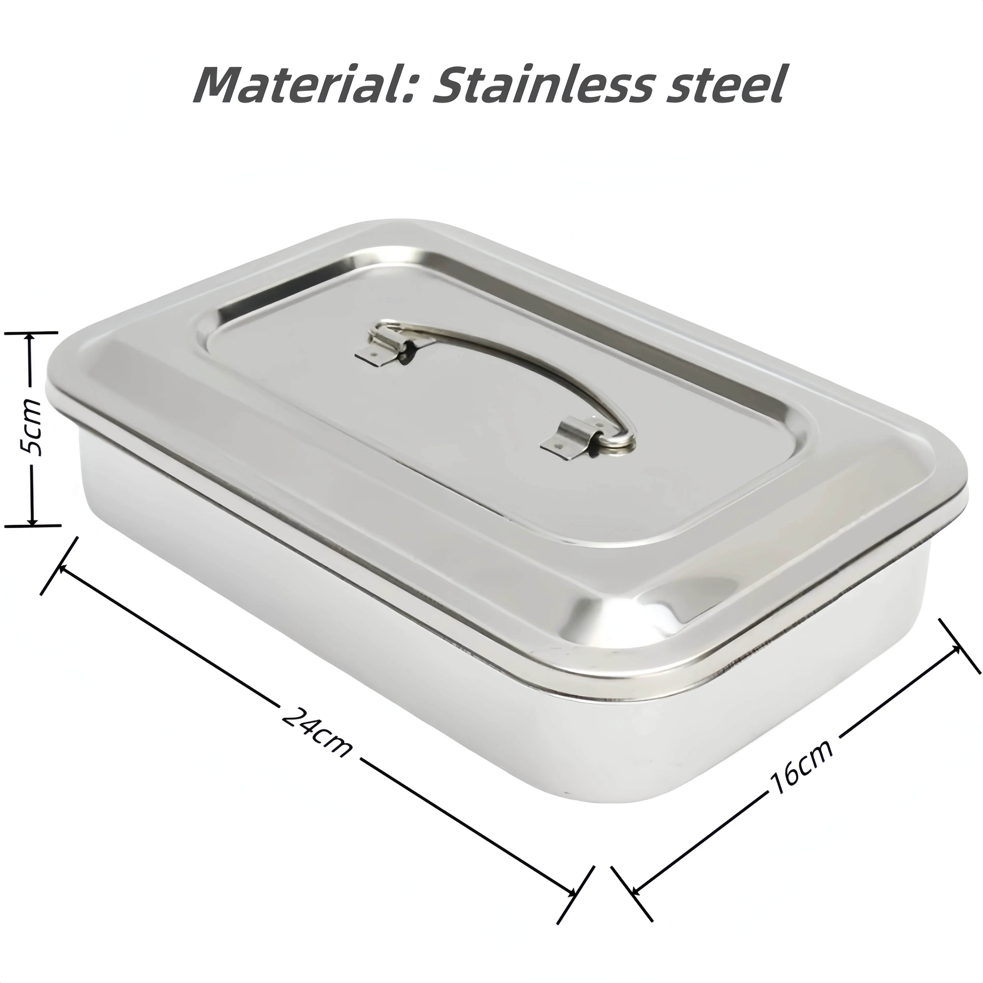 JUMTOP Bandeja de instrumentos dentales con tapa, equipos de enfermería quirúrgica de acero inoxidable, herramientas, contenedor esterilizador, almacenamiento de odontología