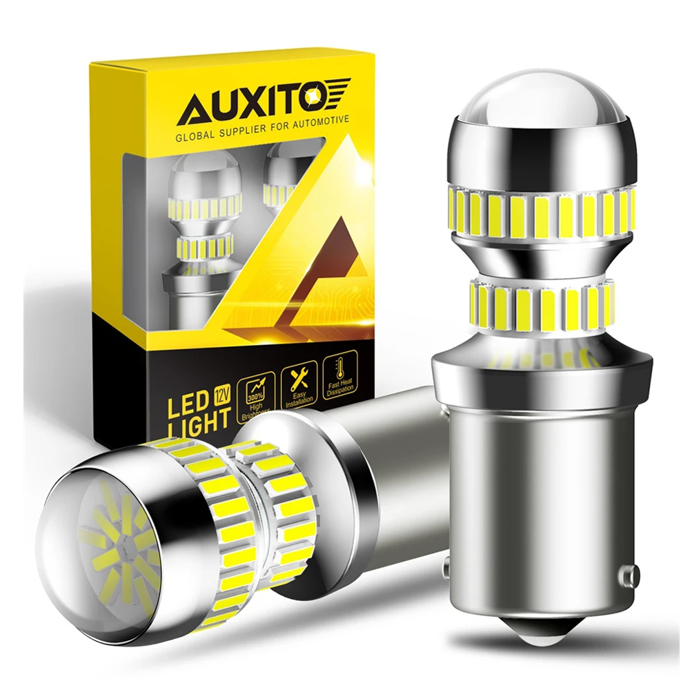 AUXITO 2 uds P21W LED blanco Canbus sin Error 1156 BA15S luz LED de marcha atrás DRL para Skoda Octavia 3 Fiat 500 Audi Ford Focus 2 VW