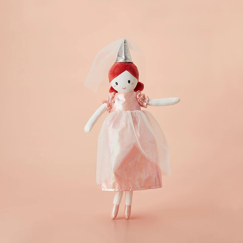 Vestido rosa de 35/38CM para niña, juguete de peluche suave, corona de princesa, muñeca de niña de peluche, muñeca de decoración del hogar de estilo nórdico, regalo de cumpleaños para niños, juguetes