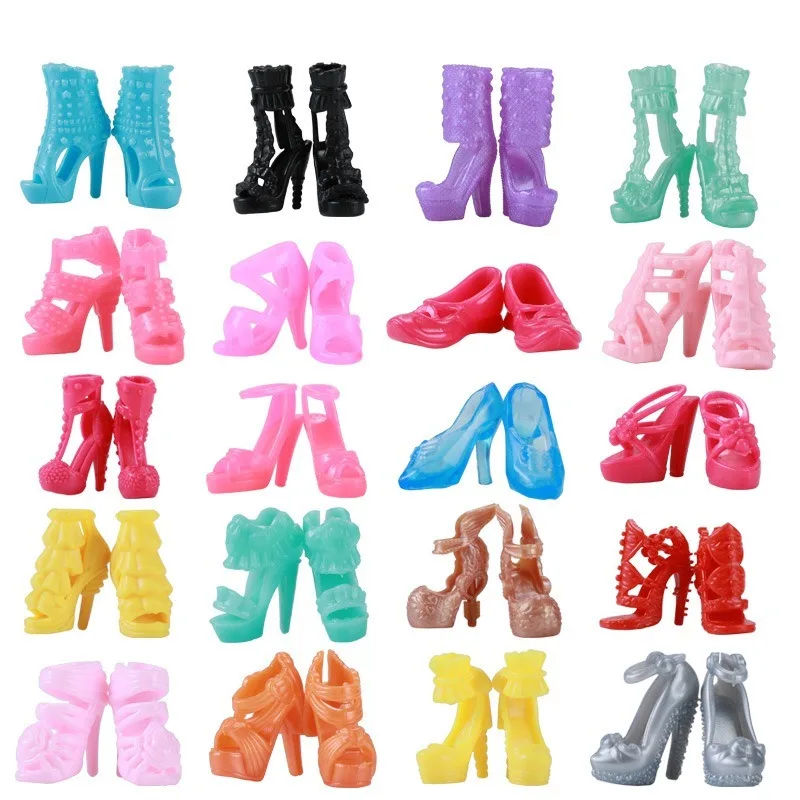 32 piezas de ropa y accesorios aleatorios para muñecas, 10 piezas de vestidos de moda 22 piezas de zapatos, gafas, collares, bolso para muñeca Barbie