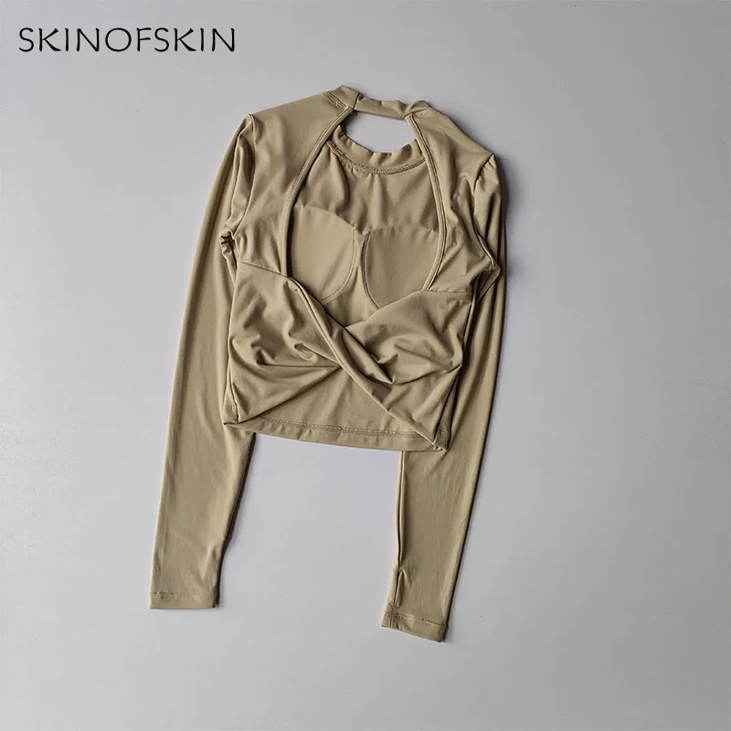 Top deportivo con espalda Sexy para mujer, traje de Yoga grande con espalda descubierta, camiseta de Fitness de manga larga picante para otoño e invierno, nuevo estilo