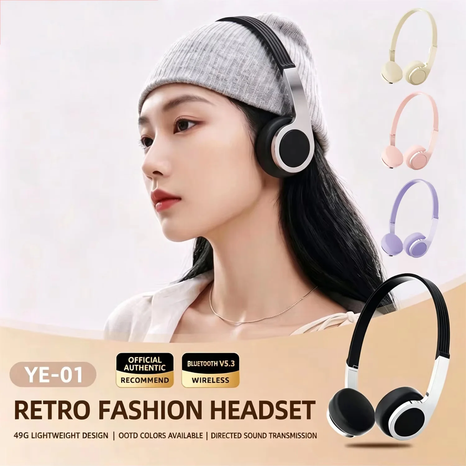 Nuevos Auriculares Bluetooth Retro Compactos Sobre la Oreja, Perfectos para Fotos, con Colores Macaron