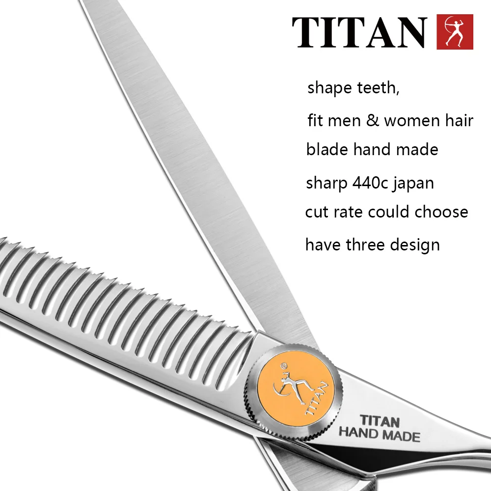Tijeras Profesionales de Peluquería TITAN, Tijeras de Barbero para Cortar y Entresacar Cabello, Juego de 5.5/6.0/6.5/7.0 Pulgadas, Acero Japonés 440C