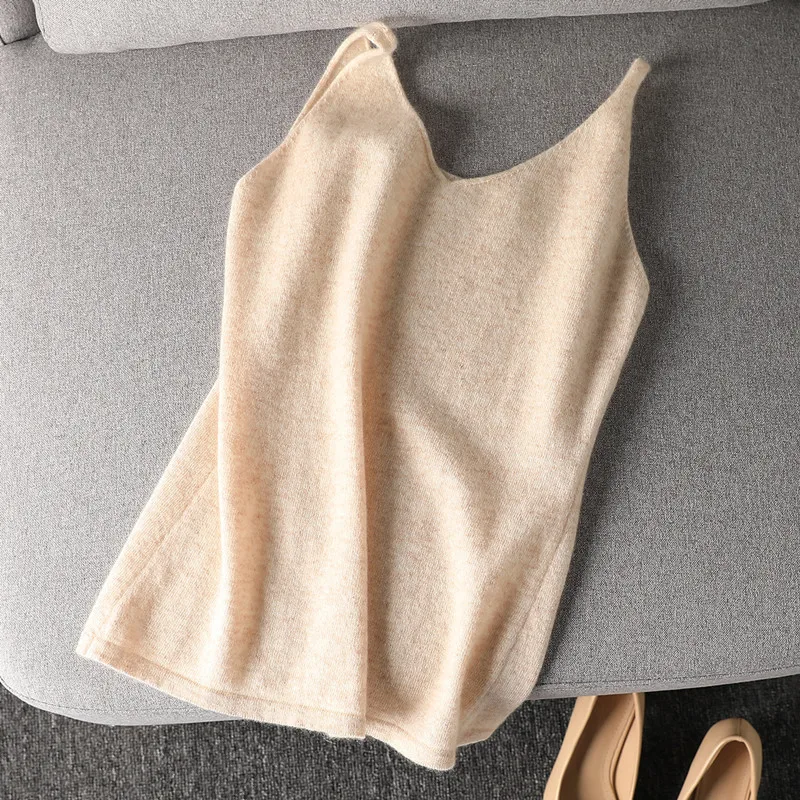 WinvyNee-Chaleco de lana para mujer, Tops Y2k lisos con cuello de pico, chaleco suave y cálido, ropa interior sin mangas para niña, Tops de calle para invierno C1003013A