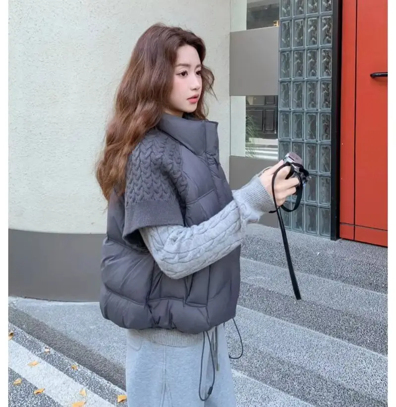 Chaleco de algodón para mujer ZAROY, chaqueta informal holgada de otoño e invierno con cuello alto y bolsillos, abrigo acolchado, ropa exterior de moda