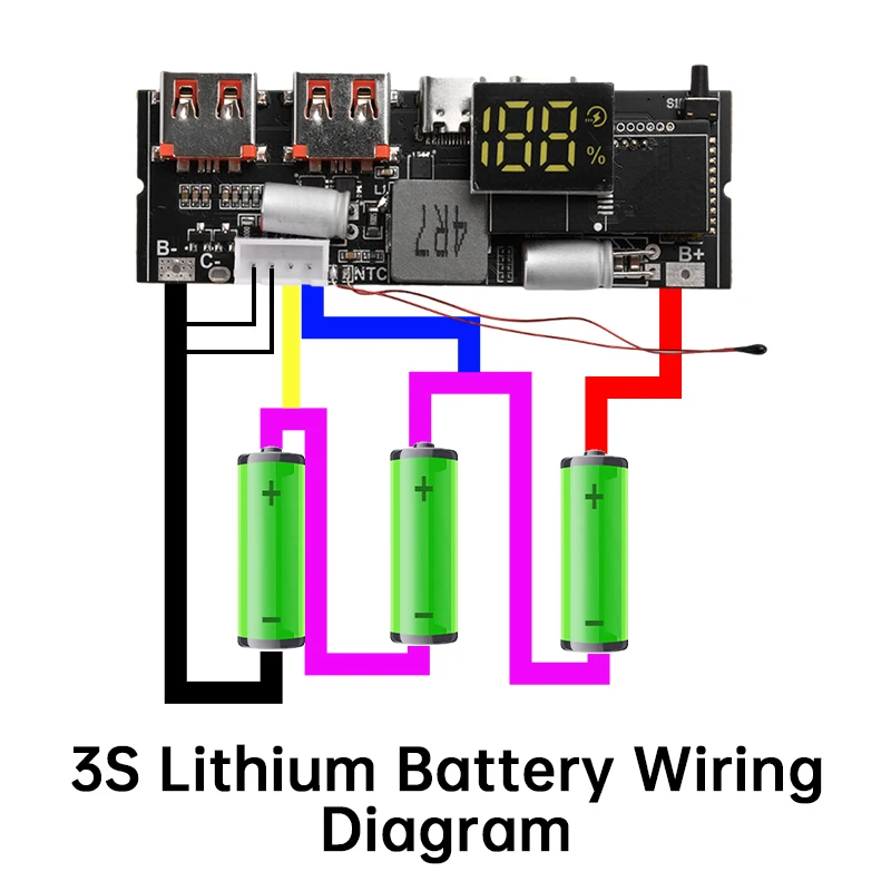 Placa base para banco de energía DIY de 65W 100W con carga rápida bidireccional Dual Type-C PD3.1 PPS SCP VOOC MPPT y placa de carga solar 3S 4S 5S