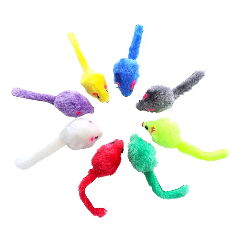 Juguete de peluche para gatos, ratones interactivos suaves y sólidos, juguetes divertidos para gatitos, suministros para juegos de entrenamiento y rascado, 5 uds.