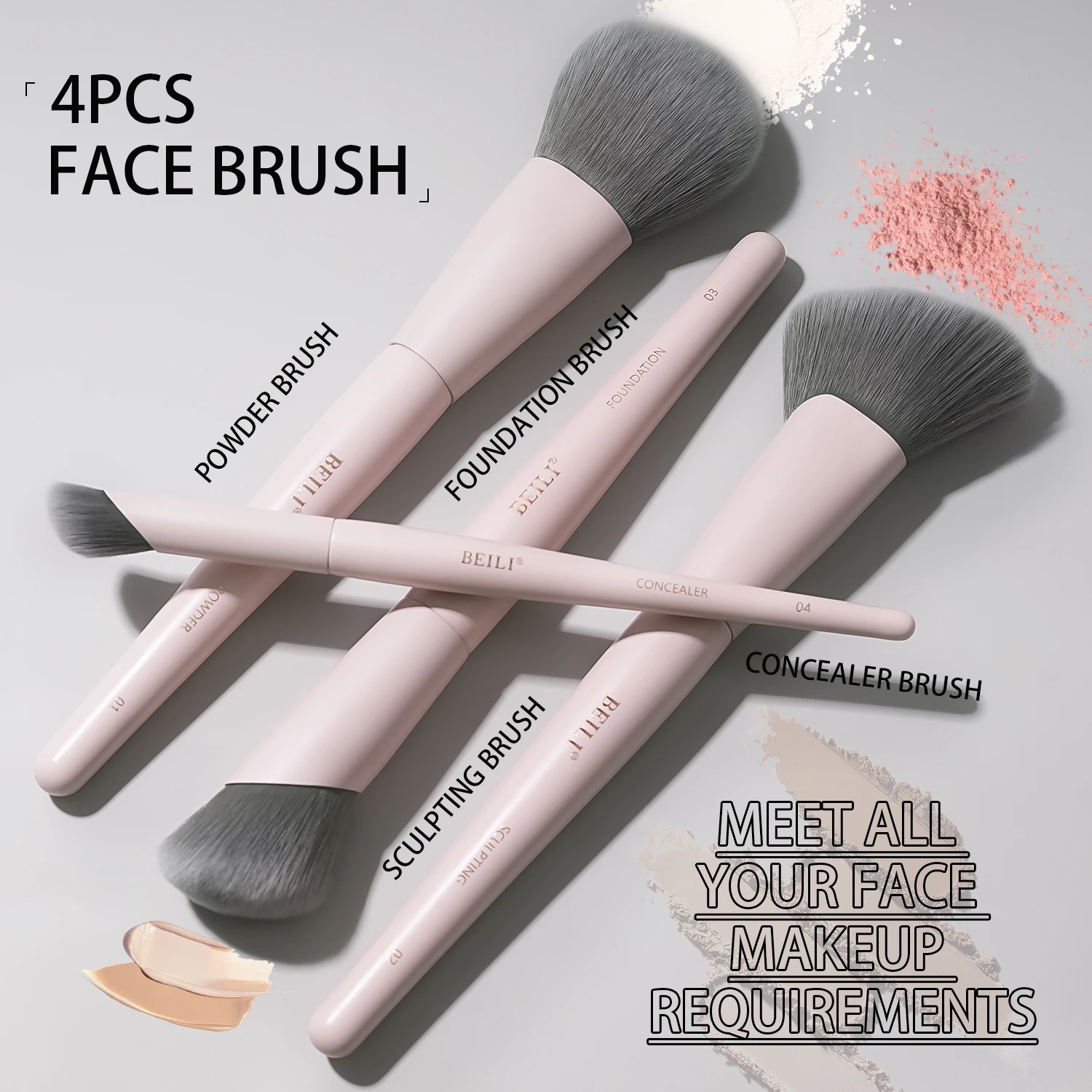 BEILI-Juego de brochas de maquillaje profesional vegano, 12 Uds., maíz, bambú, seda, ángulo en polvo, base, sombra de ojos, delineador de ojos, cosméticos