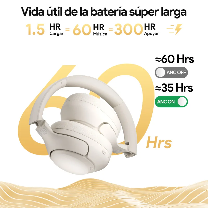 QCY-auriculares inalámbricos H3 ANC 43dB, cascos híbridos con cancelación activa de ruido, Bluetooth 5,4, Audio de alta resolución, 60H de tiempo de reproducción