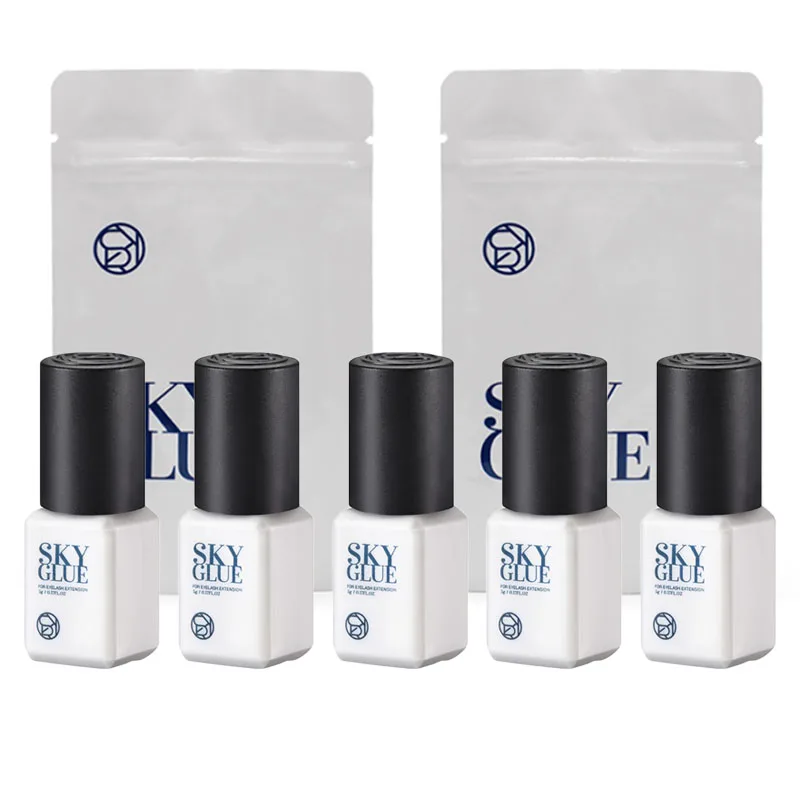 5 botellas de pegamento SKY para extensiones de pestañas, 5ml, Original de Corea Sky S + Plus, tapa negra, roja y azul, nuevo paquete, tienda de adhesivos para pestañas postizas
