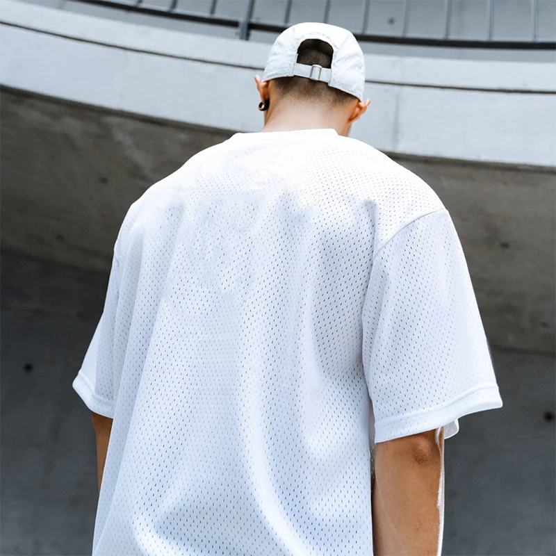 Camiseta de manga corta de malla de poliéster para hombre, ropa informal para gimnasio, Fitness, culturismo muscular, camisas holgadas de gran tamaño de secado rápido para verano