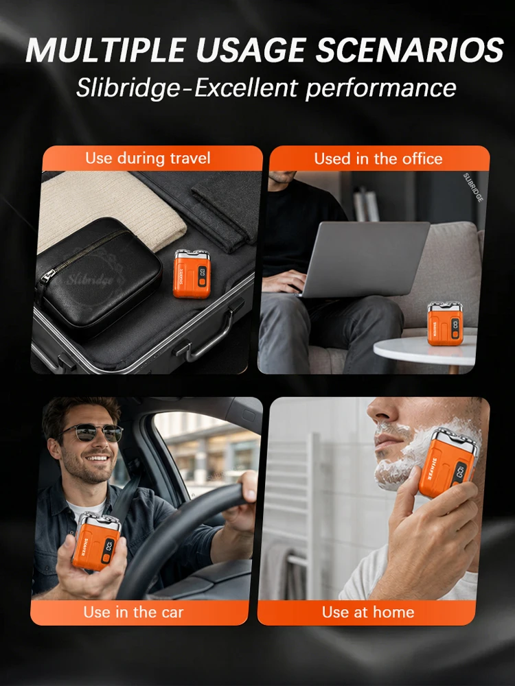 Afeitadora eléctrica para hombre, recargable, impermeable, mini, portátil, para barba, afeitadora en seco/húmedo