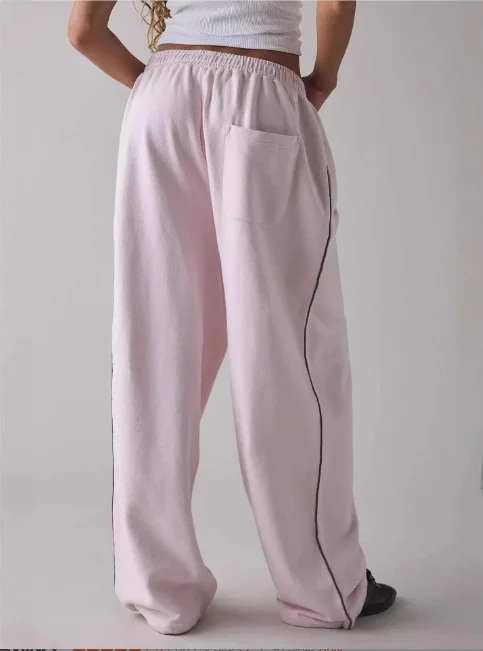 M6067 Pantalones de pierna recta de estilo informal de moda sueltos bordados pantalones largos deportivos de moda que combinan con todo