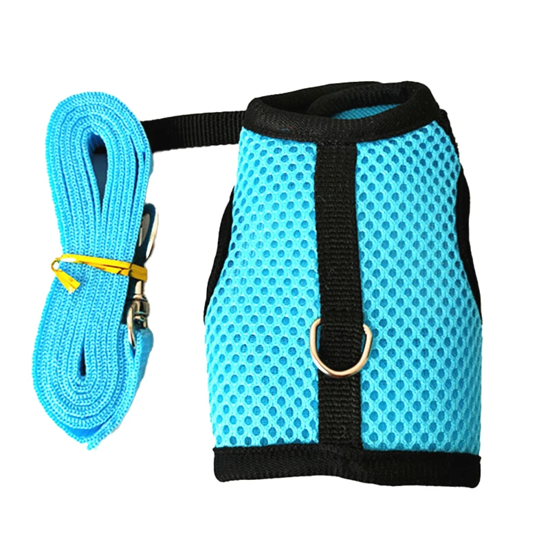 Conjunto de arnés de malla suave con correa para mascotas, accesorios para conejos, conejillo de indias, hámsters, conejo