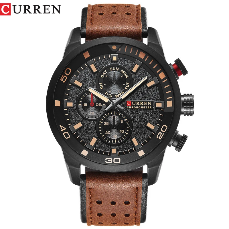 Reloj de Pulsera CURREN 8250 para Hombre, Casual, Impermeable, con Tres Agujas, Correa de Cuero Transpirable, Estilo Ejecutivo