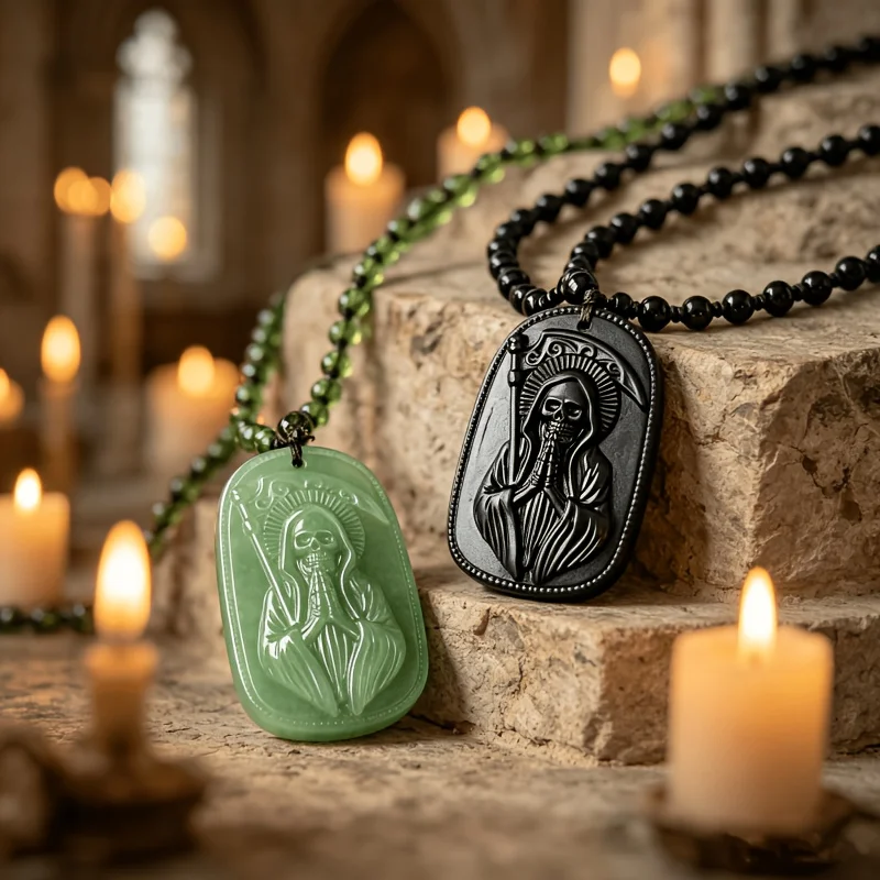 Colgante de San Muerte, Collar con Colgante de San Judas, Joyería Religiosa Unisex