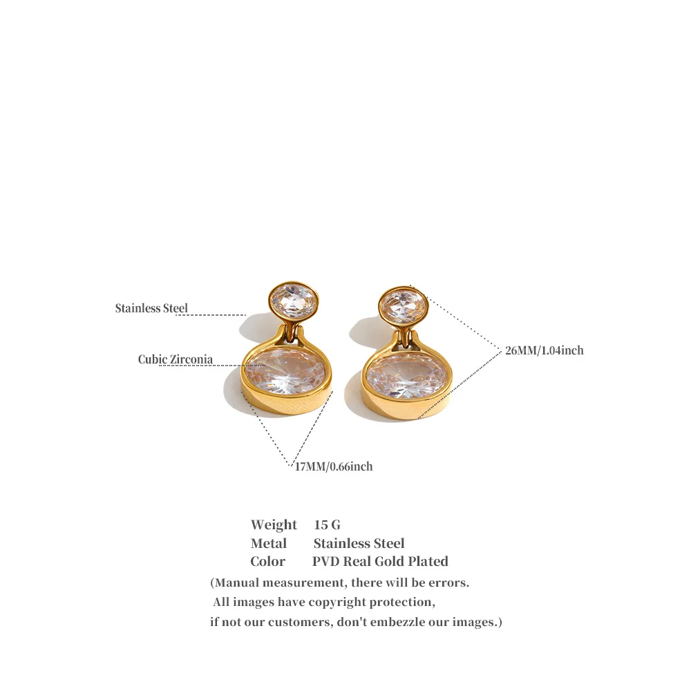 Pendientes Redondos de Acero Inoxidable con Circonita Cúbica Yhpup, Nuevos, Populares, Delicados, Estéticos, para Uso Diario, Regalo de Joyería
