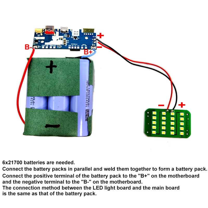Kit de Banco de energía de batería DIY 21700 luz LED de Camping de 30000mAh, caja de aluminio de entrada USB-C/Micro de carga rápida PD/QC 22,5 W