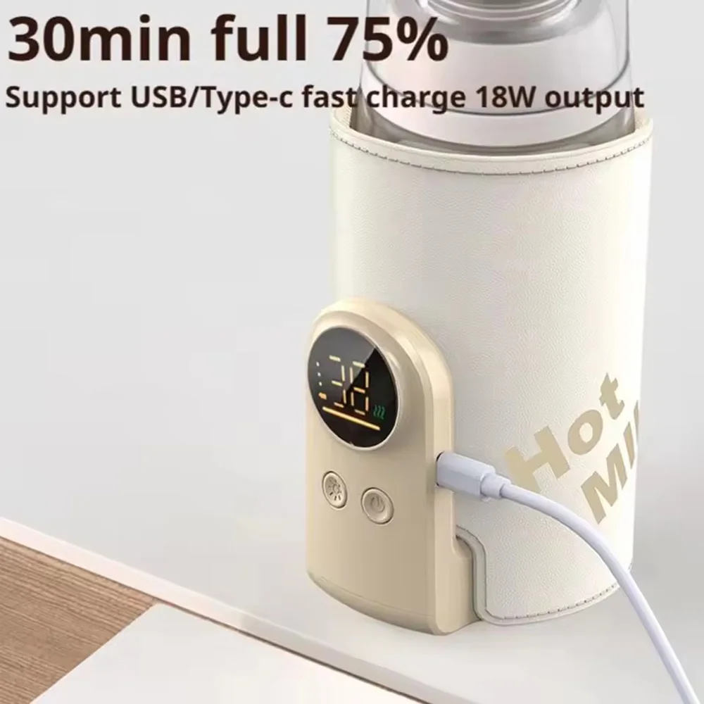 Calentador de Biberones Portátil de 8000mAh, Calentador de Leche de Alta Calidad, 6 Niveles de Calor, Calentamiento Rápido y Control de Temperatura, Calentamiento Duradero