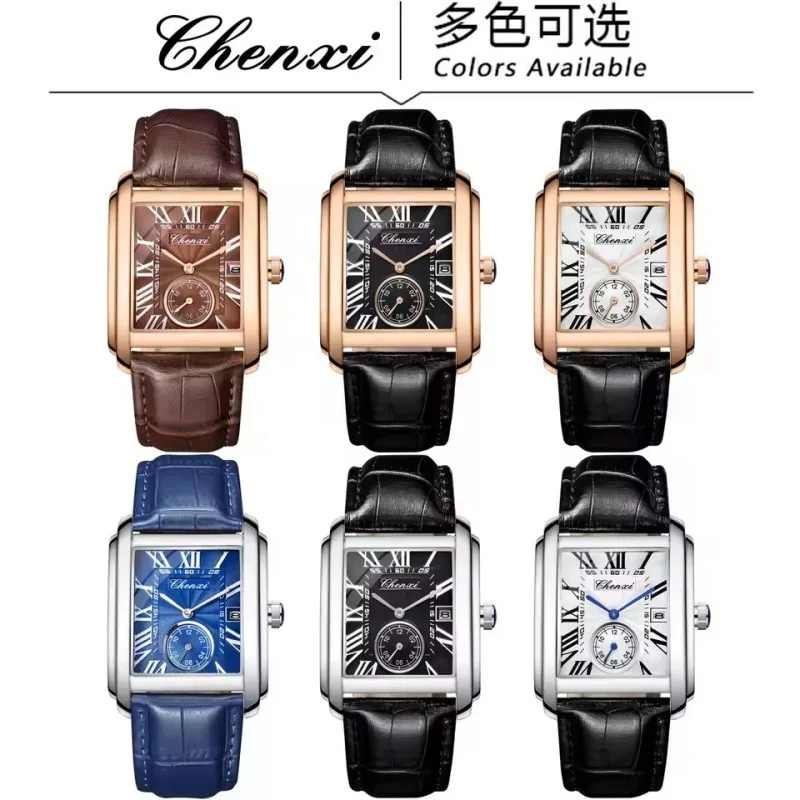 CHENXI 8216, superventas, reloj de negocios de marca superior para hombres, calendario militar de cuarzo, reloj elegante con correa de cuero resistente al agua para hombres