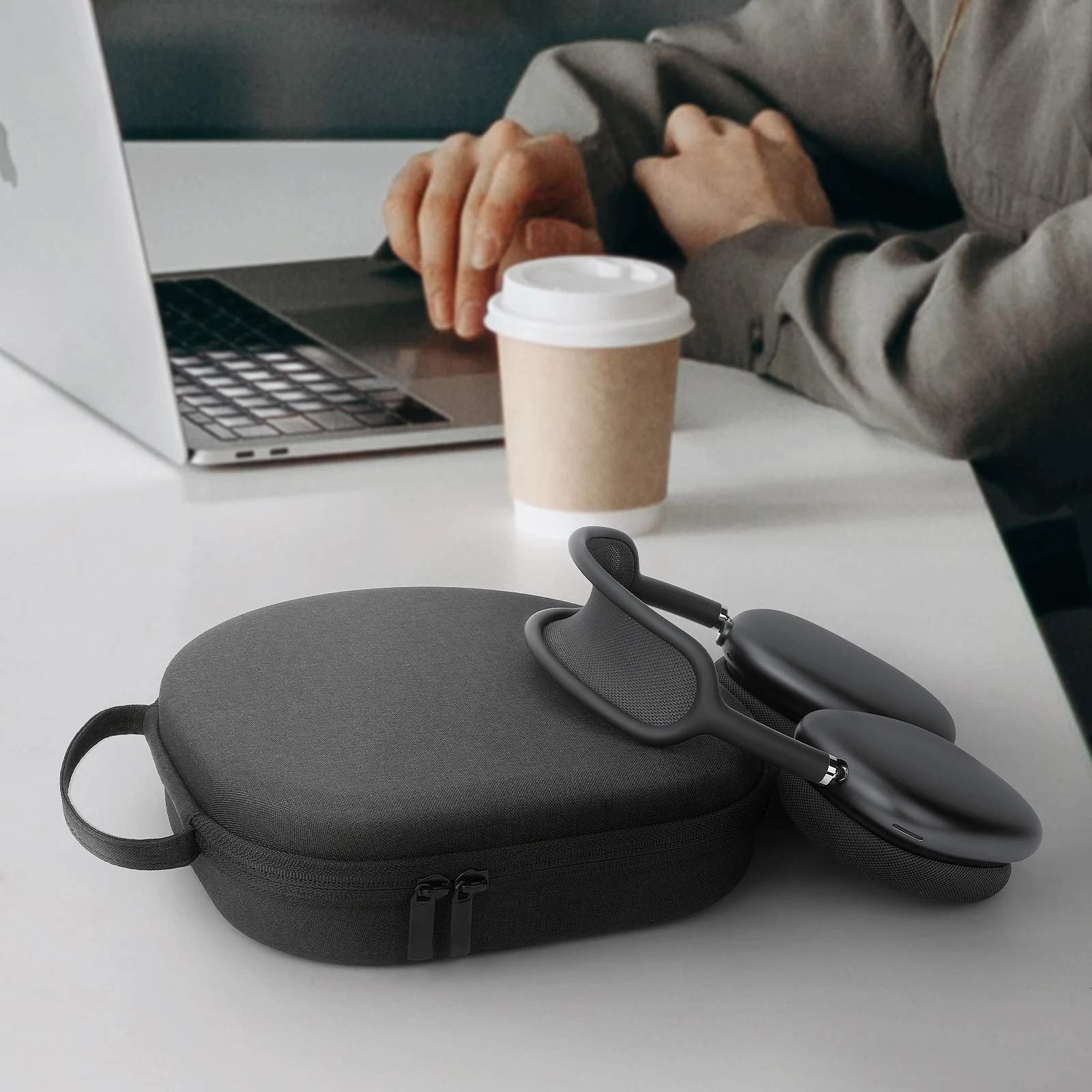 YINKE-funda inteligente para Apple AirPods Max con modo de suspensión, práctica, de transporte, organizador duro de viaje, funda de almacenamiento