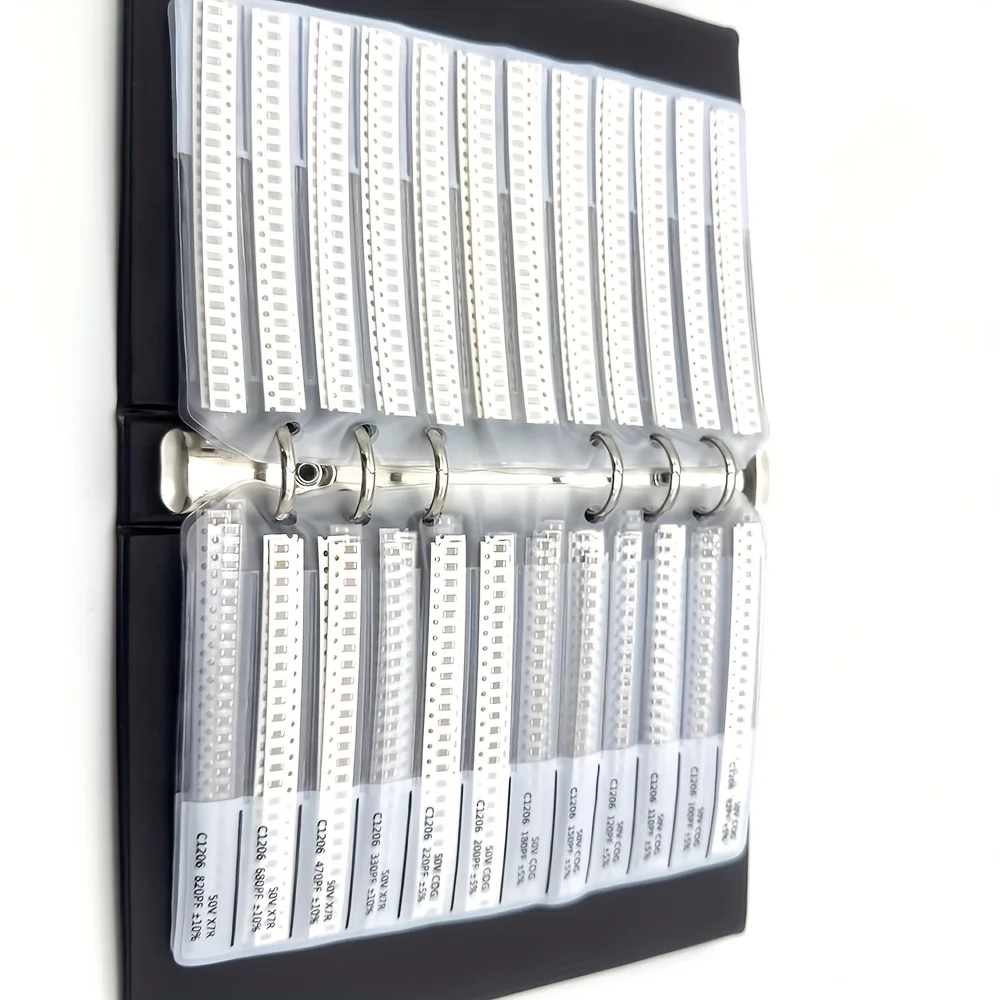 Libro mixto de resistencias de condensador 0201 0402 0603 0805 1206 1% FR-07 Kit surtido de chips SMD SMT 170 valores 0R-10M Libro de muestras
