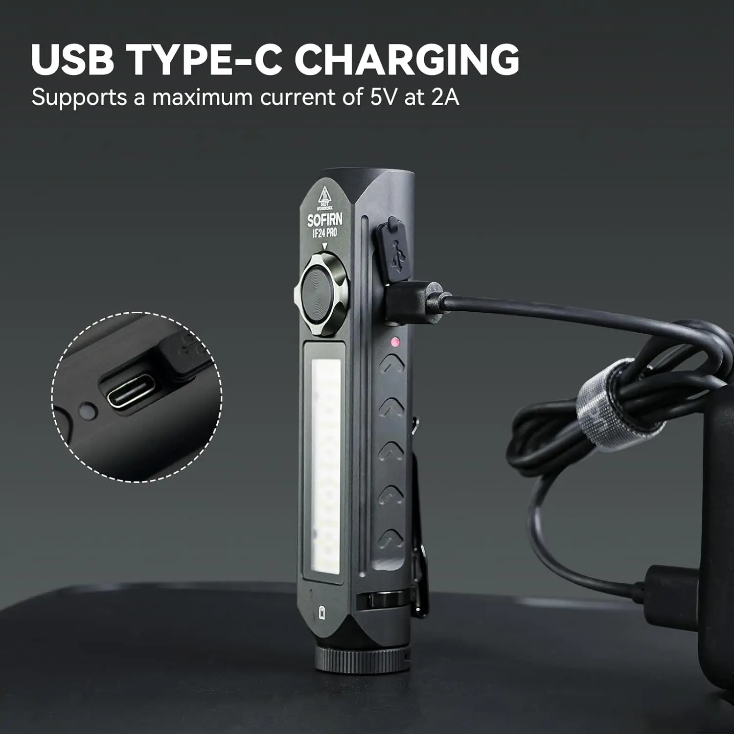 Sofirn IF24 PRO RGB Light 1800lm 340m SFT40 Buck Driver 18650 USB C Linternas recargables Punto de inundación con magnético