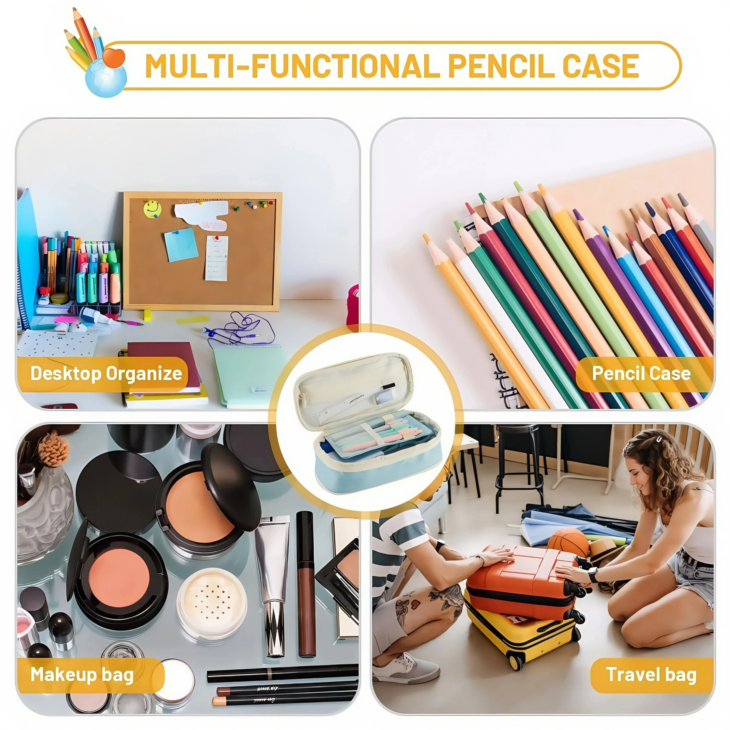 Estuche de Gran Capacidad para Lápices, Material Escolar, Bolsa de Almacenamiento para Oficina, Escritorio, Estudiantes, Niños, Caja para Lápices