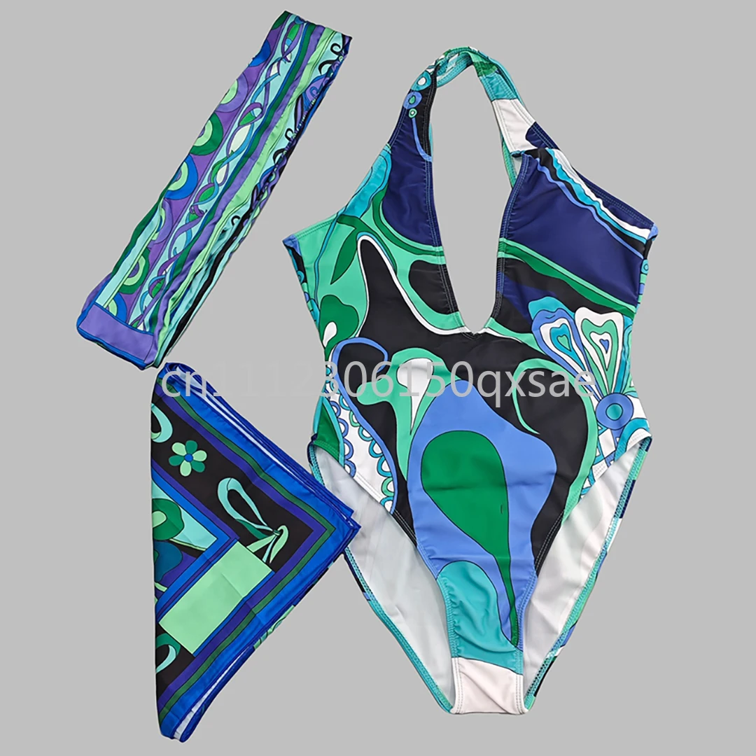 Trajes de Baño Clásicos para Mujer con Diadema y Pañuelo, con Logotipo de Letras, Conjuntos de Bikini Sexys, Ropa de Playa