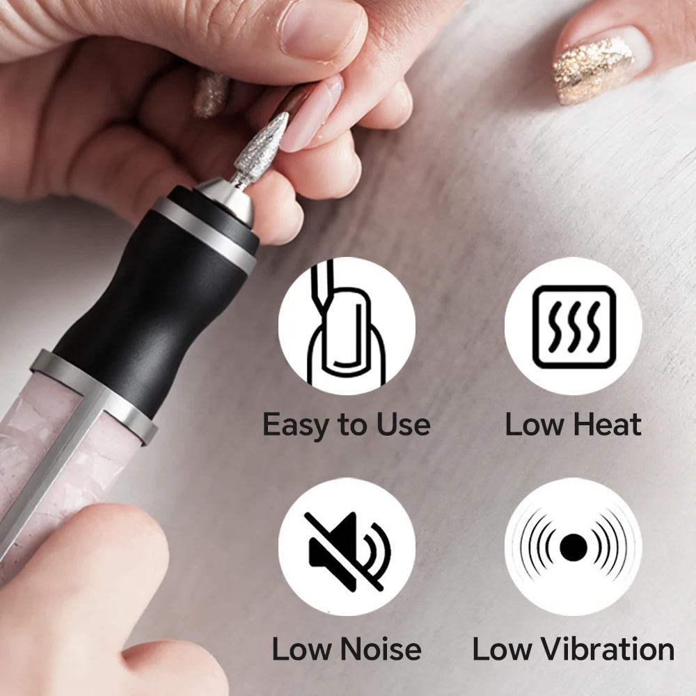 Lima de taladro de uñas eléctrica profesional, 3 modos, pantalla y 12 taladros, Kit de máquina pulidora de manicura y pedicura portátil