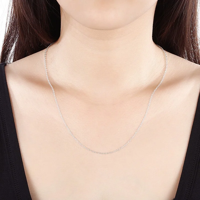 30 Uds. Collar de cadenas redondas circulares de 1MM de Plata de Ley 925 para mujer, joyería de diseño de lujo para fiesta a la moda, colgante de boda