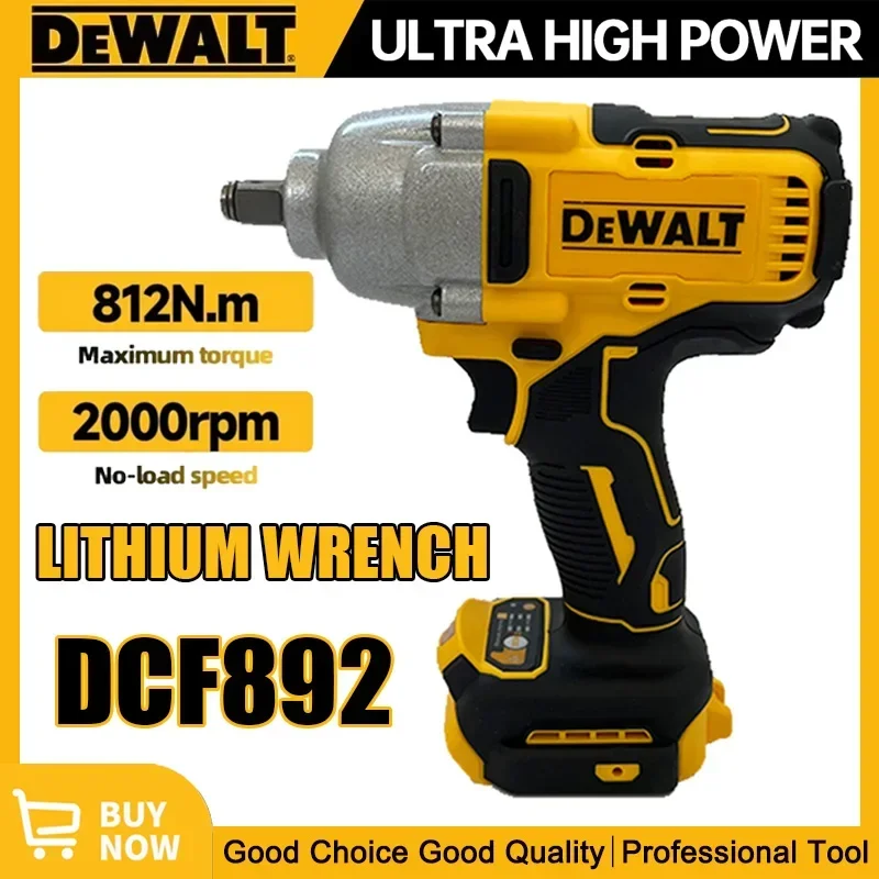 Llave de impacto inalámbrica sin escobillas Dewalt DCF892 de alto torque para batería de 18V, herramienta eléctrica de 812N.m, llave de torque portátil y potente.
