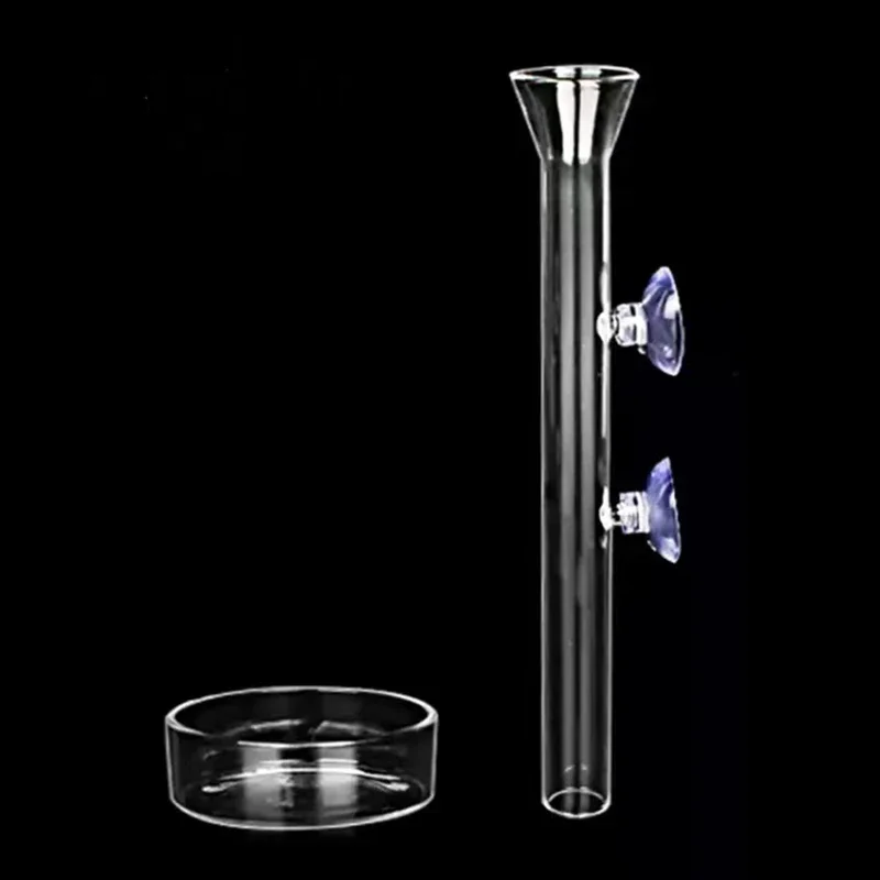 Alimentador de vidrio para acuario, plato de tubo transparente para pecera, camarones, Caracol, tazón alimentador de alimentos, accesorios de alimentación para acuario, alimentadores de camarones
