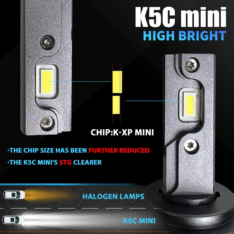 DAWNKNIGHT K5C Mini 40W H7 H4 versión de larga duración bombilla de faro Led 4300K K6C Led HB3 H11 bombilla de lámpara H1 HB4 luces Led para coche 12V