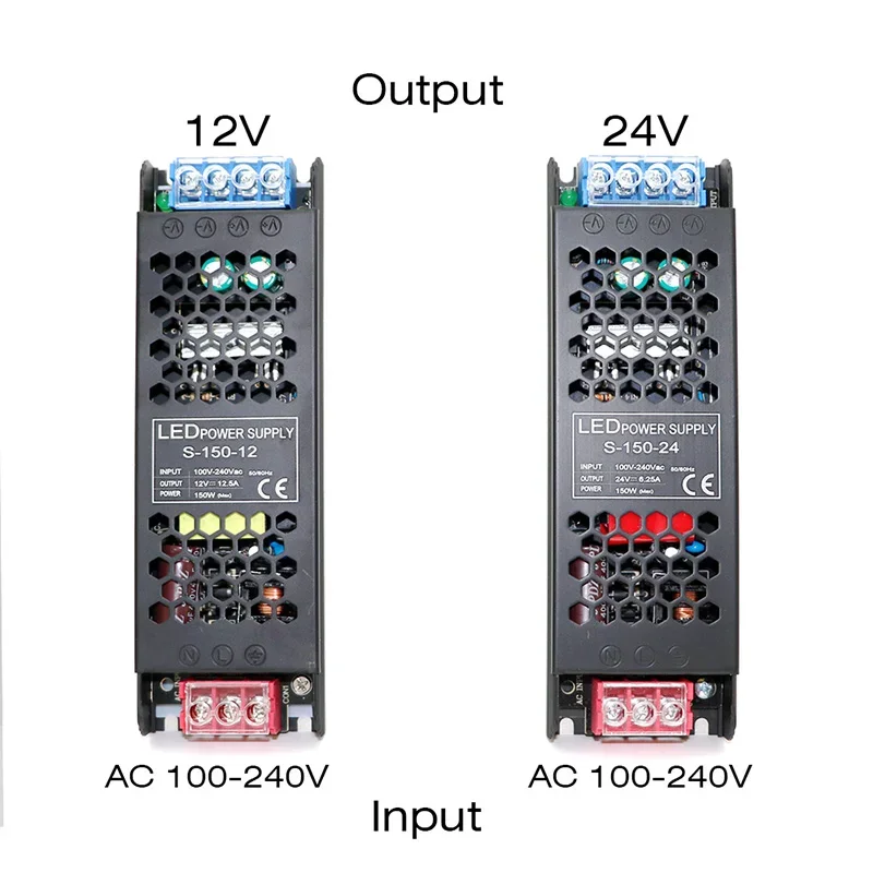 Fuente de Alimentación de Voltaje Constante 48W 60W 100W 150W 200W 300W 400W, Controlador Delgado para Tiras LED, Transformadores de Iluminación DC 12V / 24V