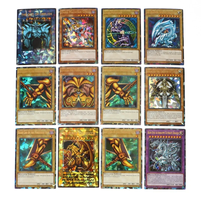 72 Uds. Tarjetas Yugioh con caja de hojalata Yu Gi Oh tarjeta holográfica versión en inglés letra dorada duelo enlaces tarjeta de juego ojos azules Exodia