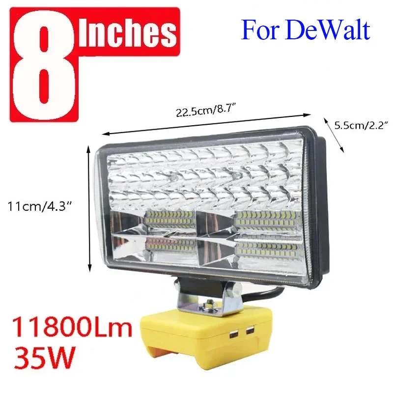 Foco de luz Led de 8 pulgadas para trabajo al aire libre, lámpara de emergencia portátil para pesca, Dewalt, Milwaukee, Makita, batería Bosch de 18V