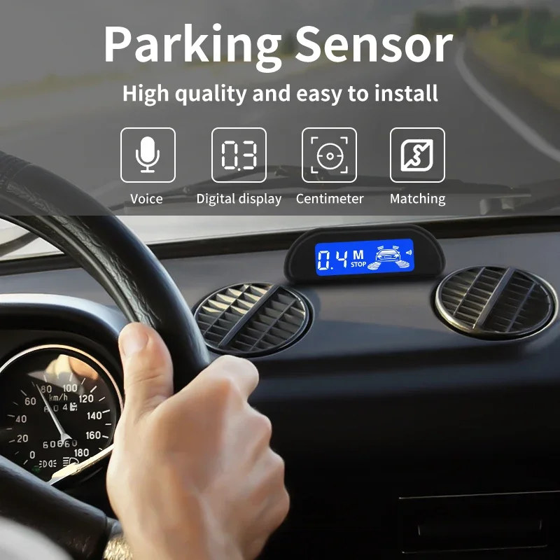 Kit de Sensor de aparcamiento de coche Hippcron con Monitor LED inverso Parktronic automático 22mm 4 sensores sistema de detección de Radar pantalla de retroiluminación