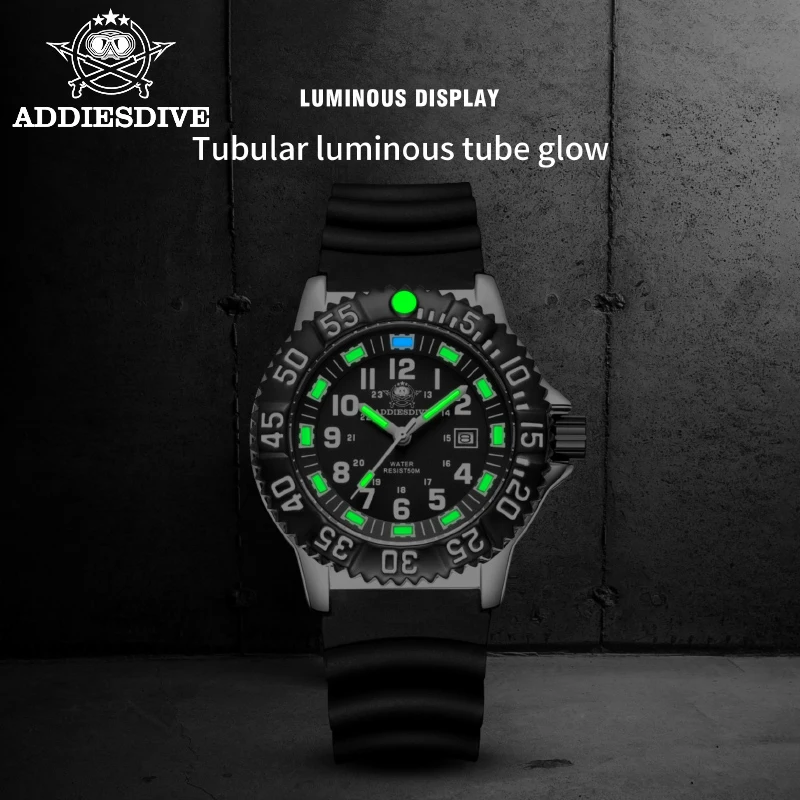 Relojes analógicos ADDIESDIVE a la moda para hombre, relojes de pulsera militares deportivos de nailon con tubo luminoso resistente al agua hasta 50m, reloj de cuarzo para hombre