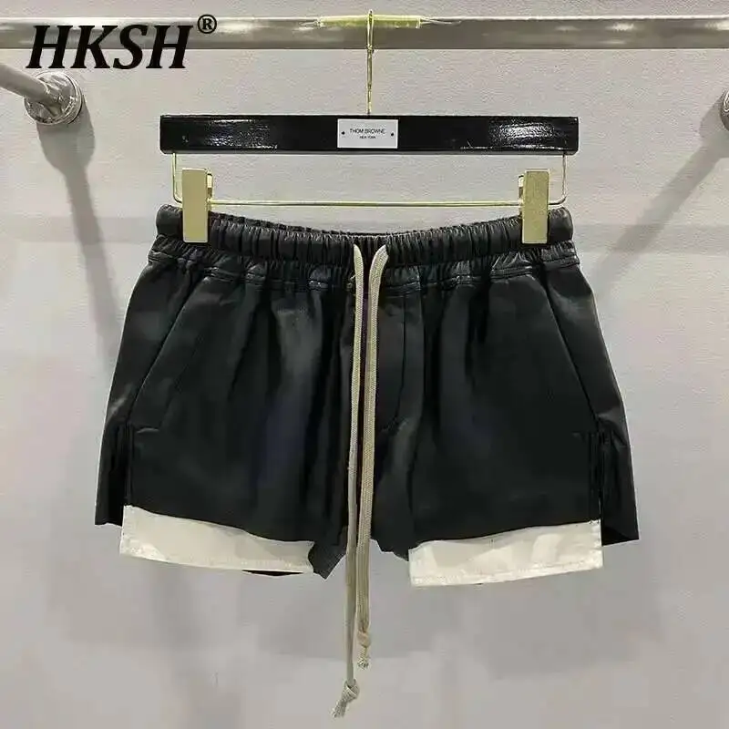 HKSH, pantalones cortos de cuero PU estilo Tide RO para mujer, ropa de calle, bolsillo de moda, cómodos, nuevos, versátiles, elegantes y oscuros, Capris Punk Y2K H2512