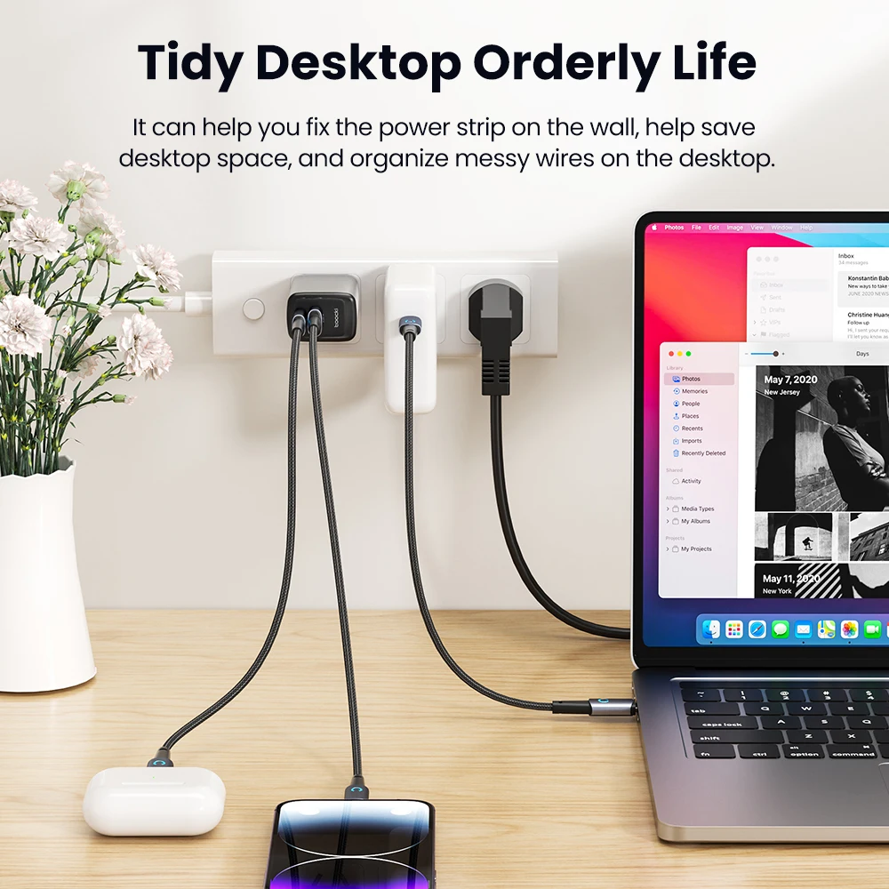Toocki-soporte para regleta de alimentación, organizador de cables de carga de escritorio, fijador de enchufe colgante de pared, soportes de almacenamiento autoadhesivos para habitación, 1/2/3 Uds.